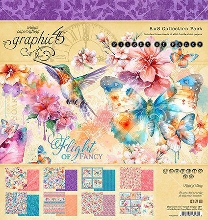 Набір для скрапбукінгу Flight of Fancy, 30x30 см, 8 аркушів, Graphic 45