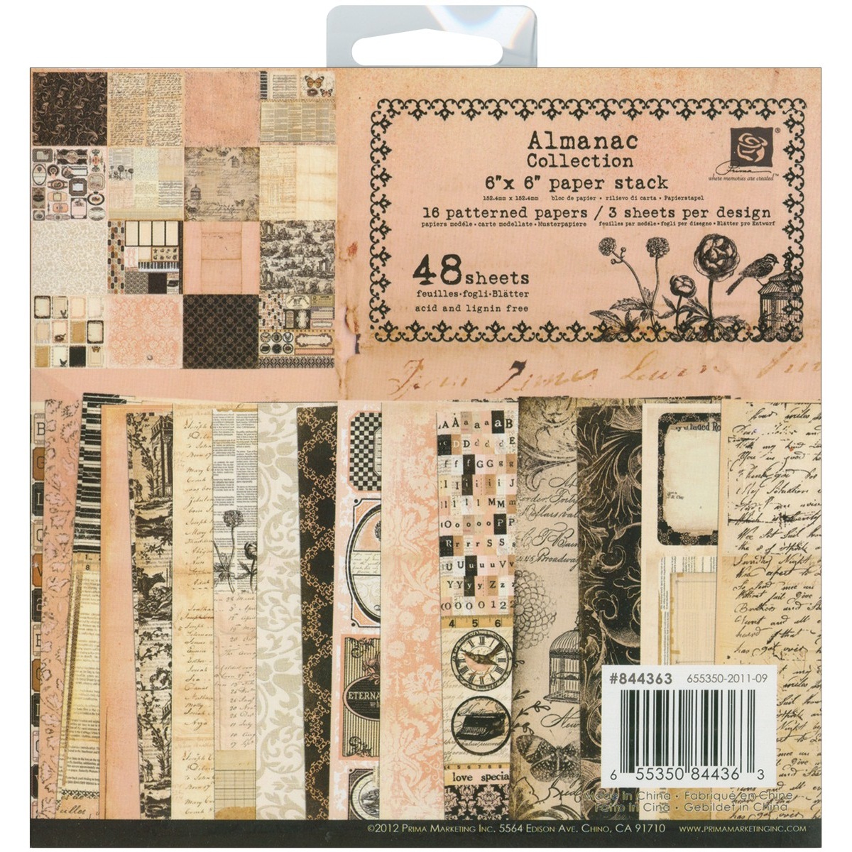 Набор бумаги Almanac Collection от Prima, 15x15 см, 16 листов