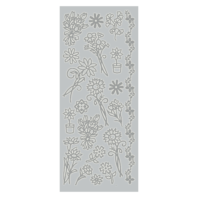 Контурні наклейки срібного кольору Silver Flowers від Dovecraft