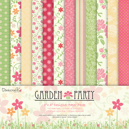 Набір паперу для скрапбукінгу Garden Party 20х20 см 12 аркушів від Dovecraft
