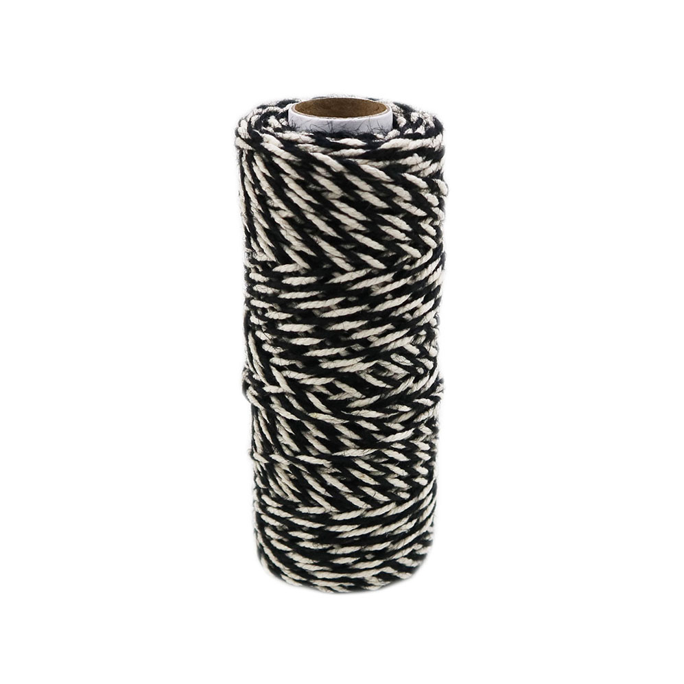 Шнур джутово-хлопчатобумажный, черно-белый, 5 м, толщина 2-3 мм