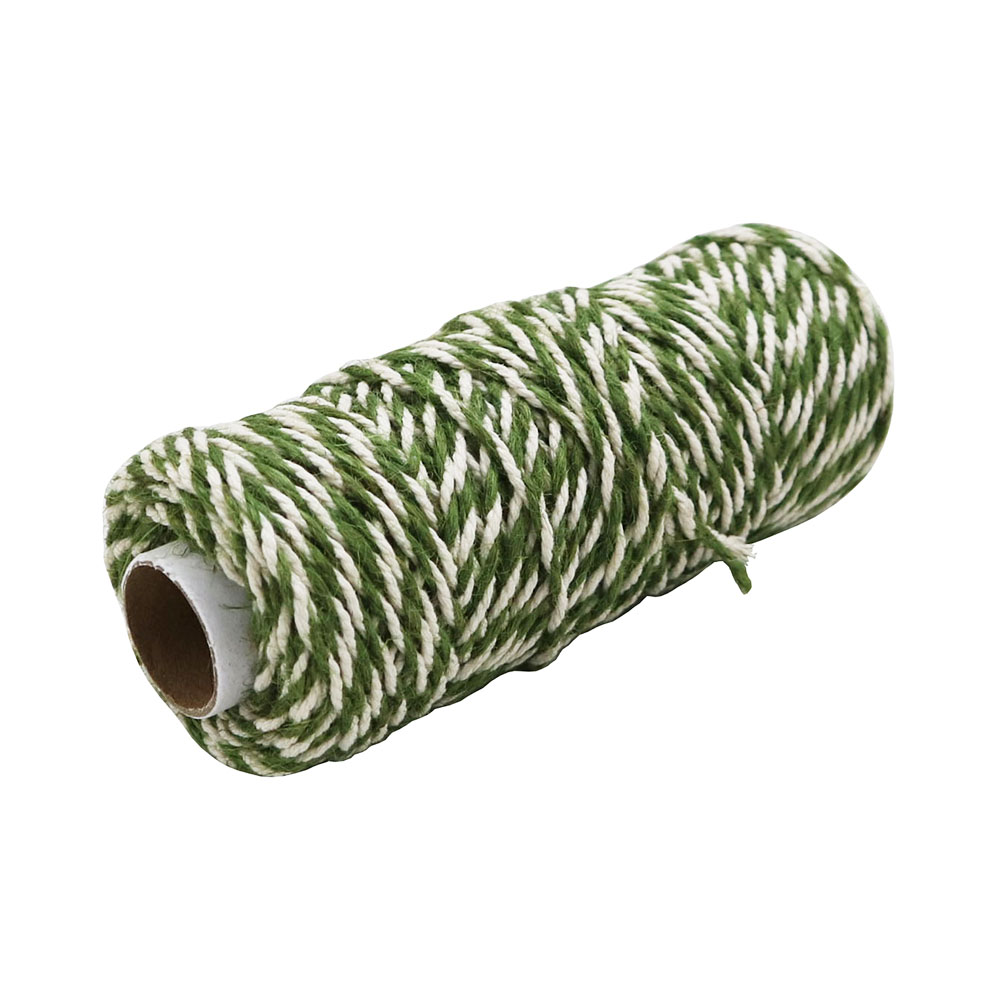 Шнур джутово-бавовняний зелено-білий, 5 м, товщина 2-3 мм