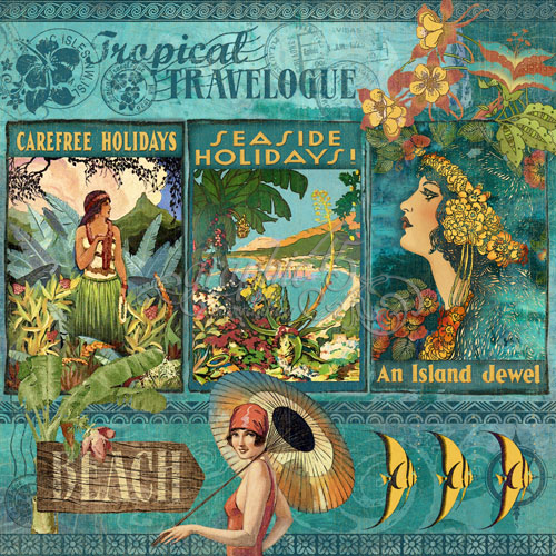 Двусторонняя бумага Tropical Travelogue 30x30 см от Graphic 45