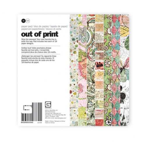 Набір паперу Out of Print, 15х15 см 18 аркушів від BasicGrey