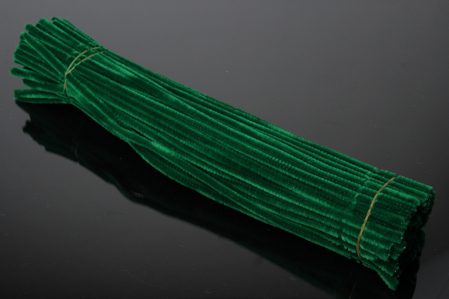 Синельний пухнастий дріт, темно-зелений, 30 см, 0,6 см