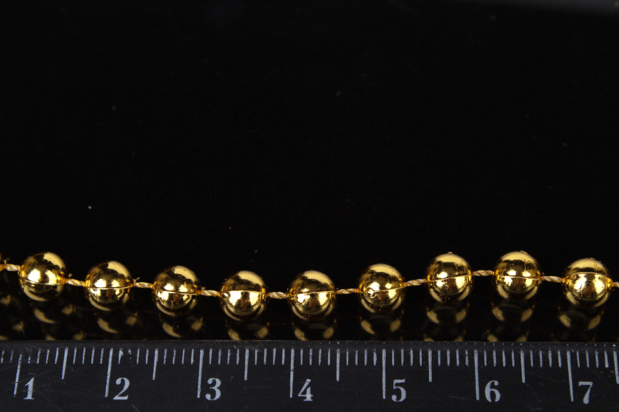 Жемчуг на нитке, золото, 6 мм, 10 м