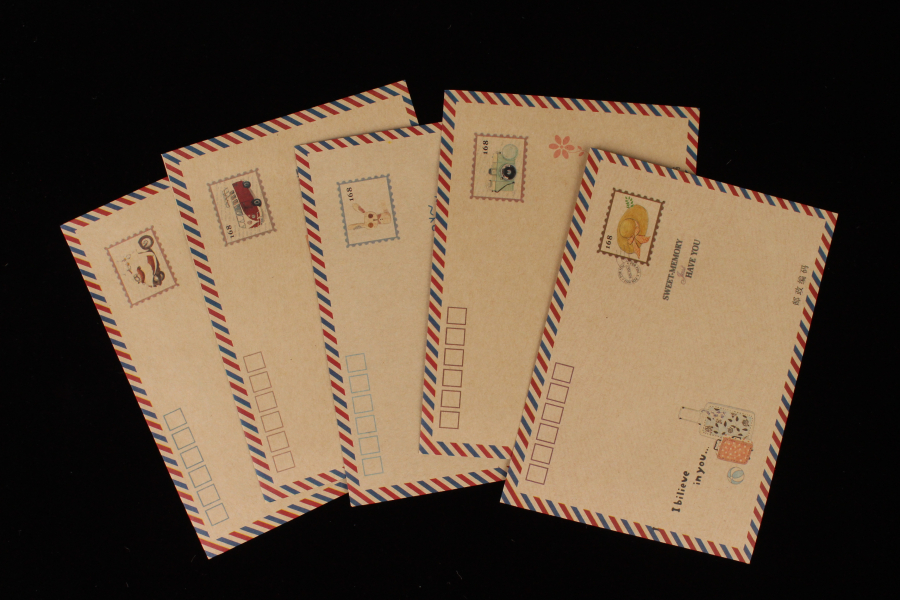 Набор поздравительных конвертов Почта винтаж, 17,5х12,5 см, 5 шт