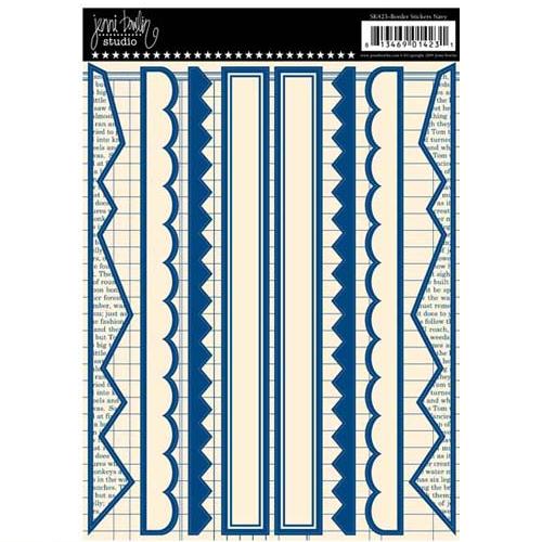 Лист наклейок для скрапбукінгу Border Cardstock Sticker - Navy від Jenni Bowlin