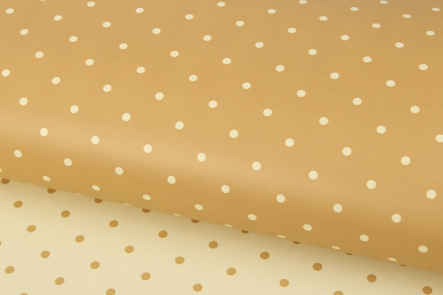 Упаковочная бумага, светло-коричневый в белый горошек, 70х50см,  80 г/м²