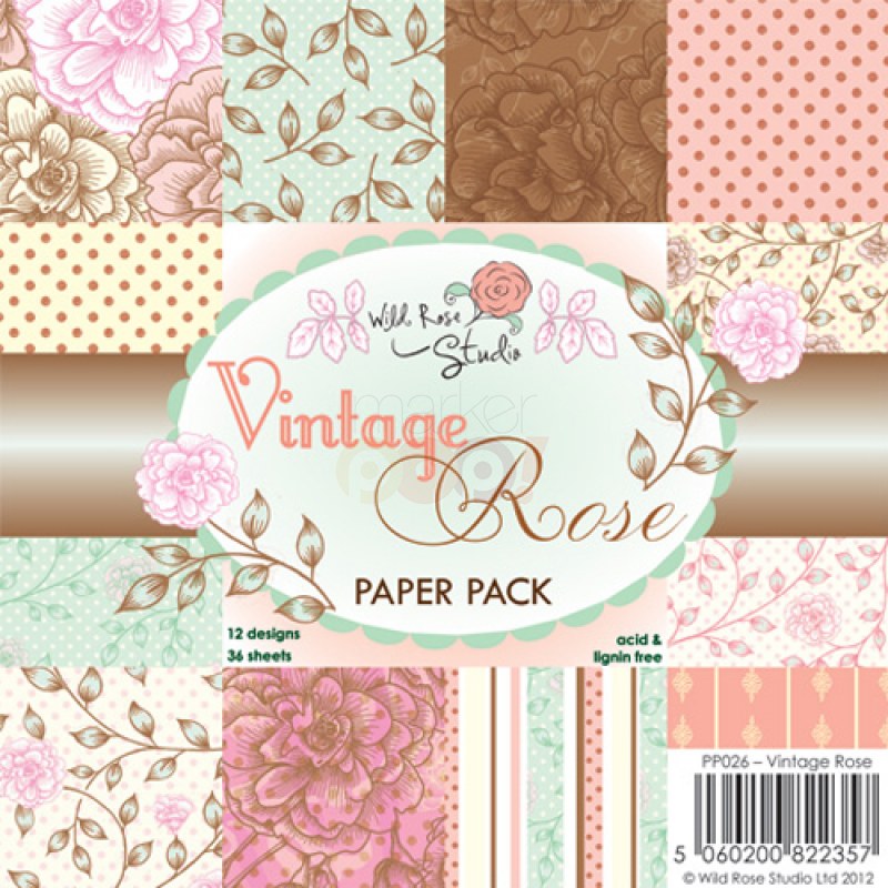 Набір паперу Vintage Rose 15х15 см 12 аркушів від Wild Rose Studio