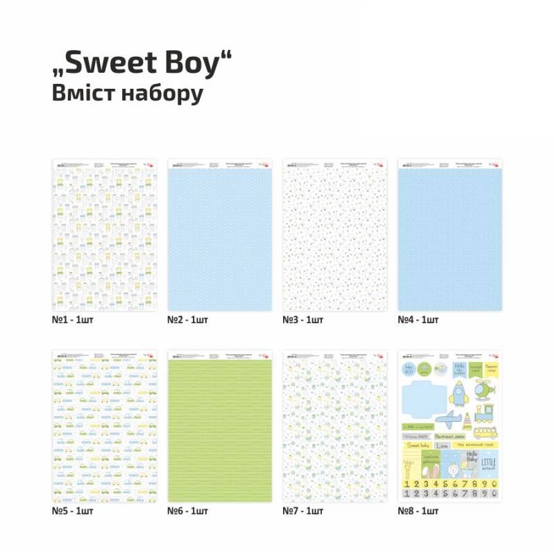 Набор дизайнерской бумаги Sweet Boy А4 250г 8л одностор. глянцевая ROSA TALENT