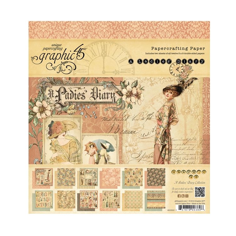 Набор бумаги A Ladies Diary 20х20 см 12 листов Graphic 45