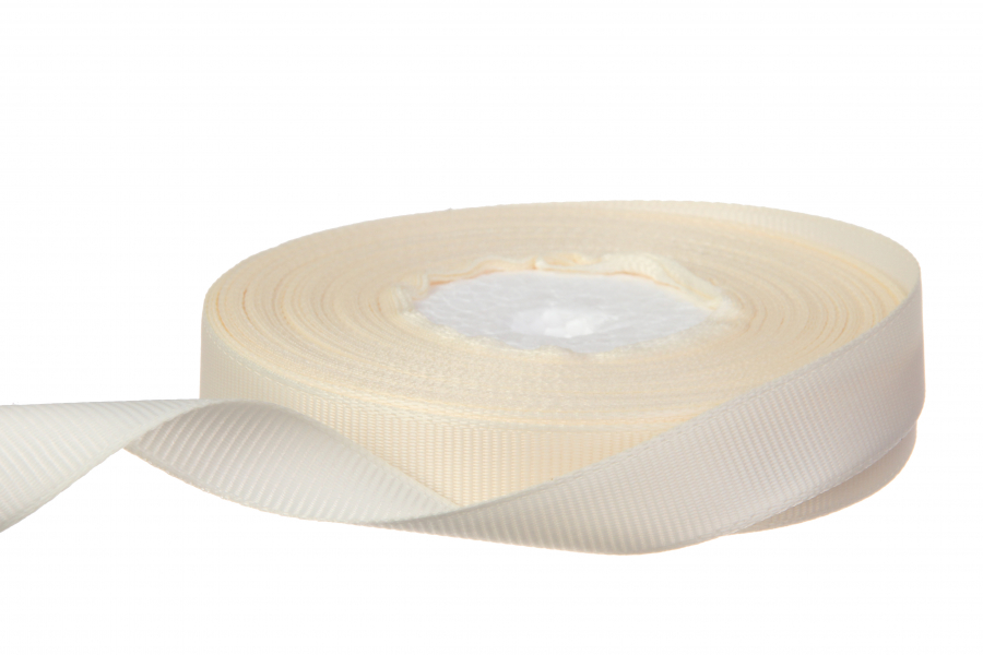 Стрічка репсова, рулон, 12 мм, 18 м, кремовий