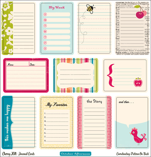 Лист двосторонніх вирубування 30х30 Cherry Hill Journal Cards від October Afternoon