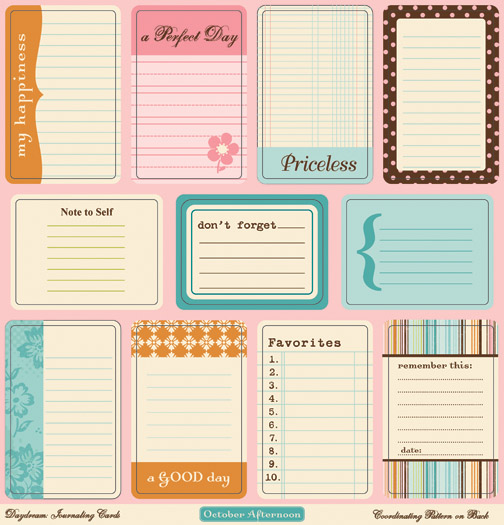 Лист двусторонних высечек 30х30 Daydream Journaling Cards от October Afternoon