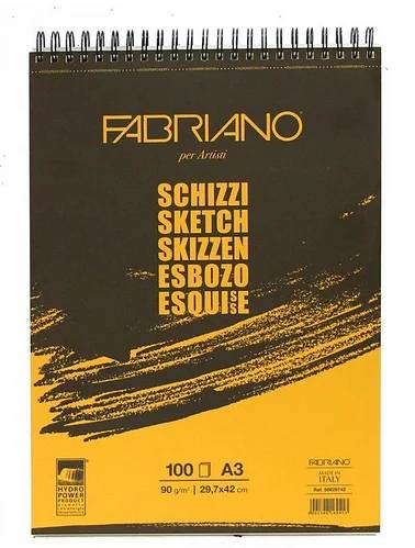 Альбом для ескізів на спіралі, Schizzi Sketch A3, 29,7x42 см, 90г/м2, 100л, Fabriano