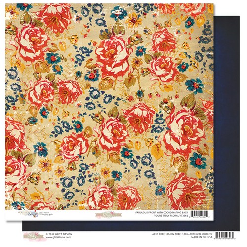 Двусторонняя бумага для скрапбукинга Floral 30х30 см от Glitz Design