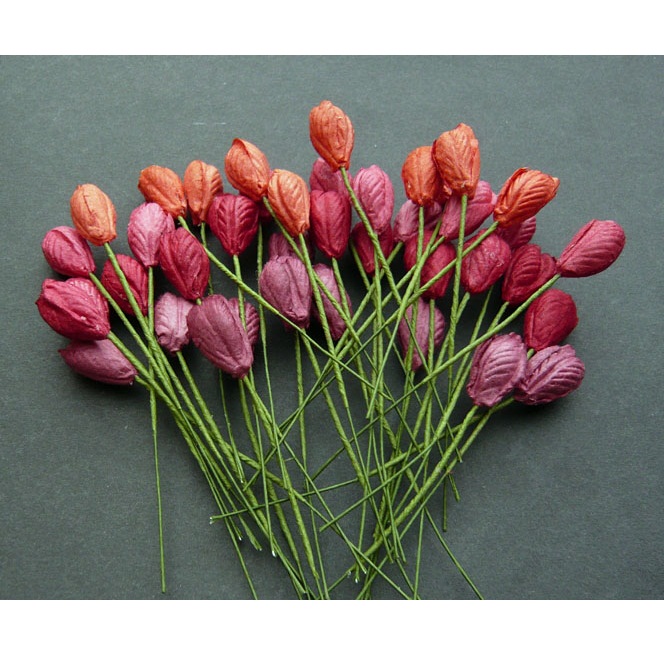 Набор 4 декоративных цветка тюльпана в красных тонах