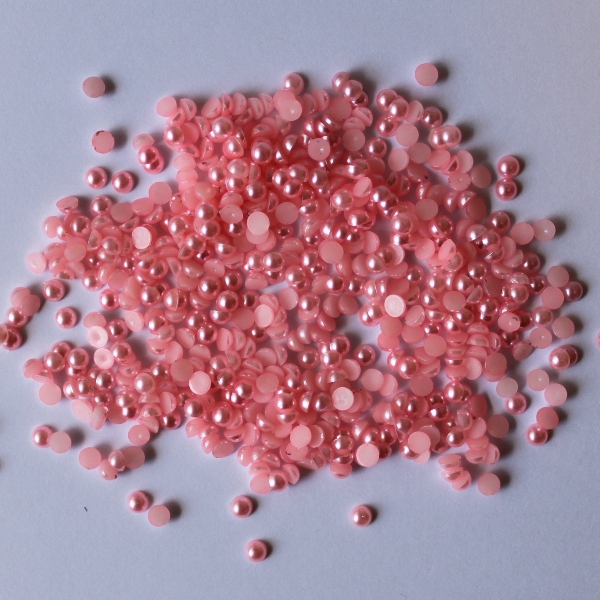 Набір перламутрових половинок перлин 4 мм рожевого кольору, 50 шт