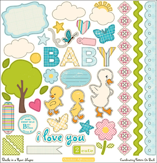 Лист двосторонніх вирубування 30х30 Ducks Die-cut Shapes від October Afternoon
