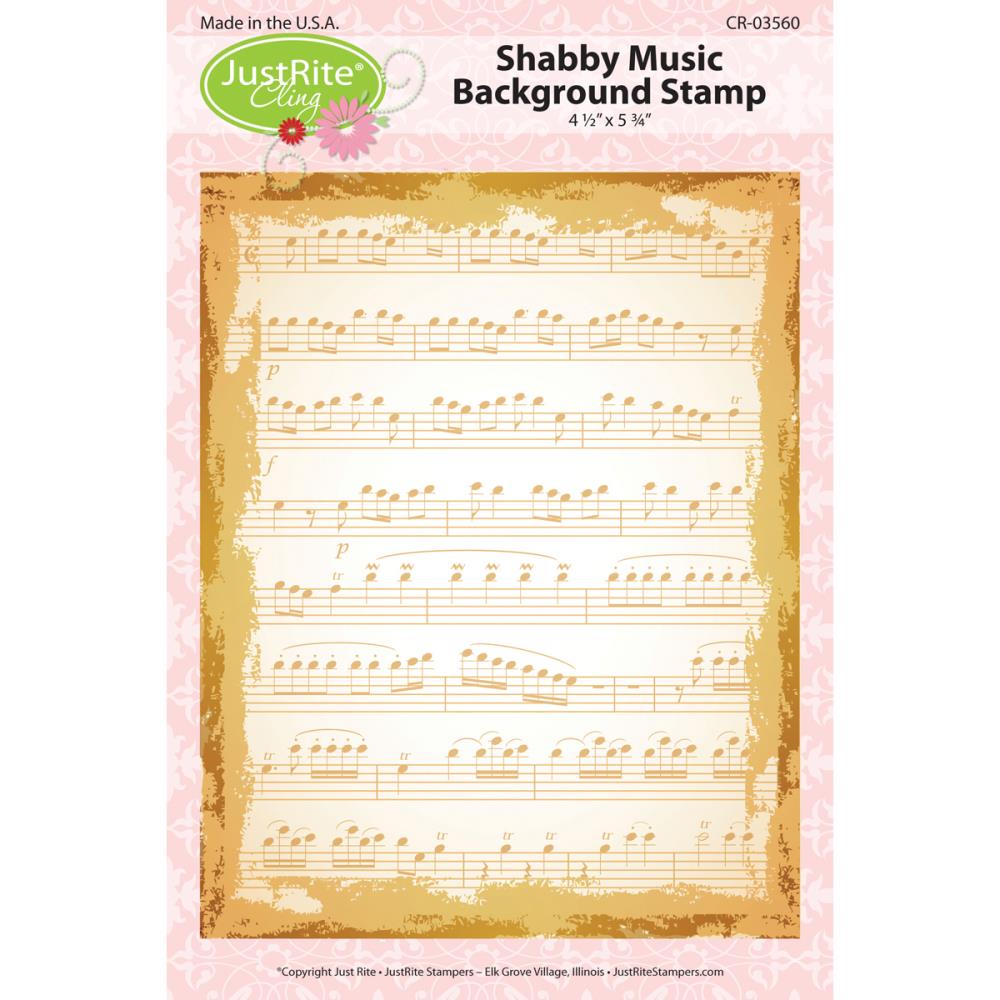 Фоновый резиновый штамп Shabby Music, Justrite, 11,5х14,5 см