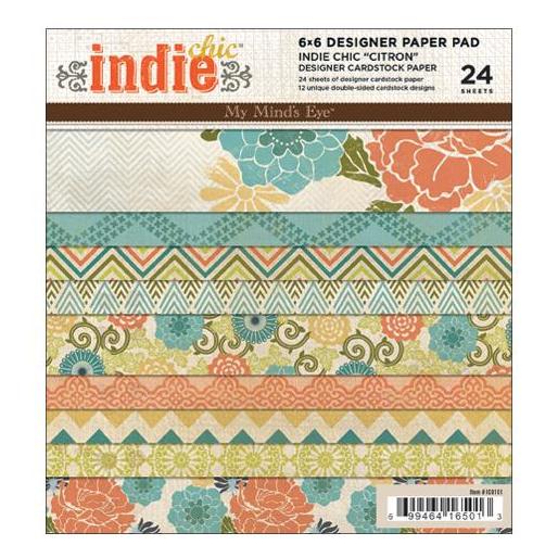 Набір паперу Indie Chic: Citron 15х15 см 12 аркушів від My Minds Eye