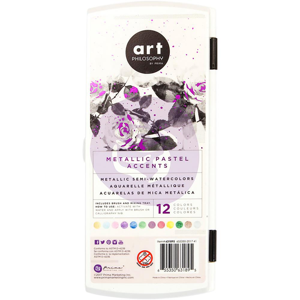Набір напів-акварельних фарб Art Philosophy Metallic Accents Semi-Watercolor Paint, Prima