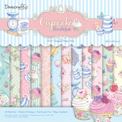 Набор бумаги Cupcake Boutique 20x20 см 12 листов от Dovecraft