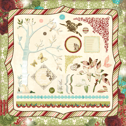 Лист самоклеящихся высечек Die Cut Shapes- Holiday 30х30 см, Webster's Pages