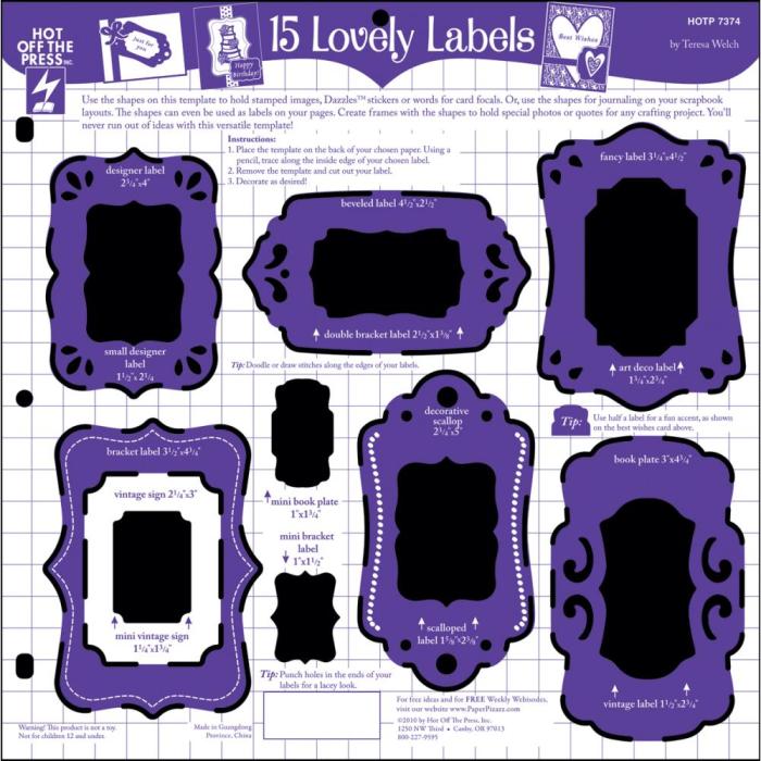 Пластиковий трафарет Lovely Labels, 30х30 см від Hot Off The Press
