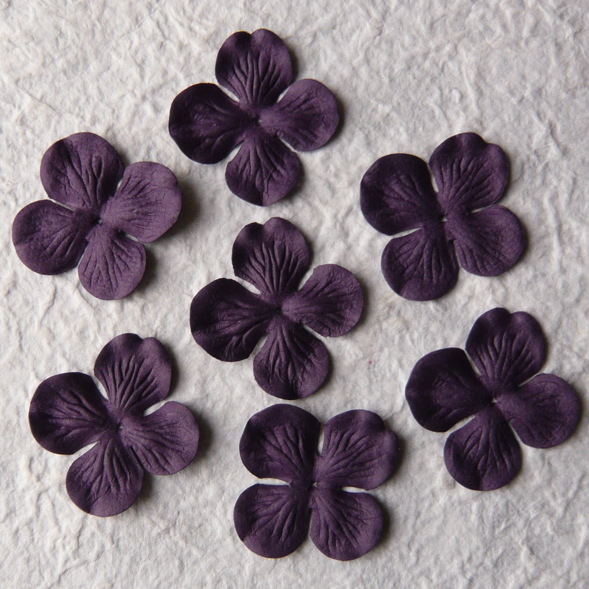 Набор 10 цветков гортензии темно-фиолетового цвета, 35 мм