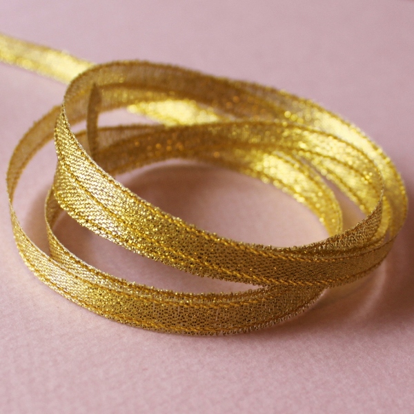 Блестящая золотая лента из полиэстера шириной 6 мм, длиной 90 см