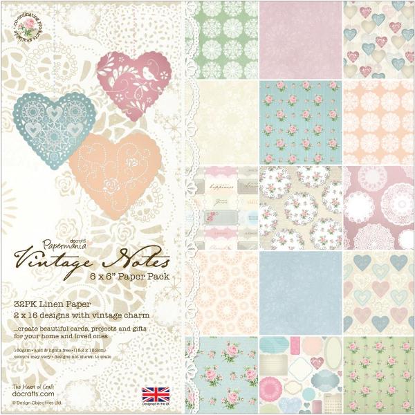 Набір паперу Vintage Notes 15х15 см, 16 аркушів від компанії Papermania