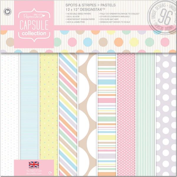 Набір паперу Spots & Stripes Pastel 30х30 см, 48 аркушів від компанії Papermania