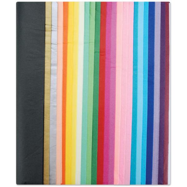 Набор упаковочной бумаги тишью разных цветов 25 листов, 66х51 см от Colorbok