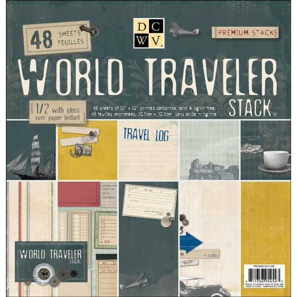 Набор бумаги для скрапбукинга The World Traveler 30х30 см 24 листа от DCWV