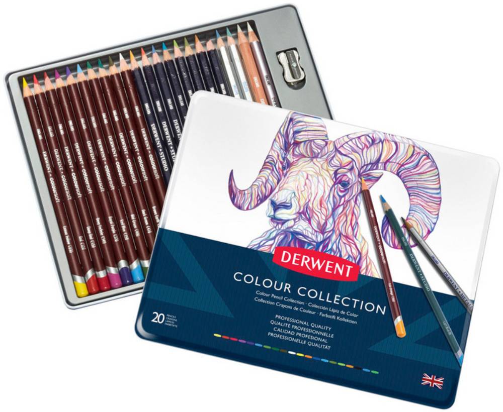 Набор цветных карандашей Colour Collection, 24 предмета в металлической коробке, Derwent