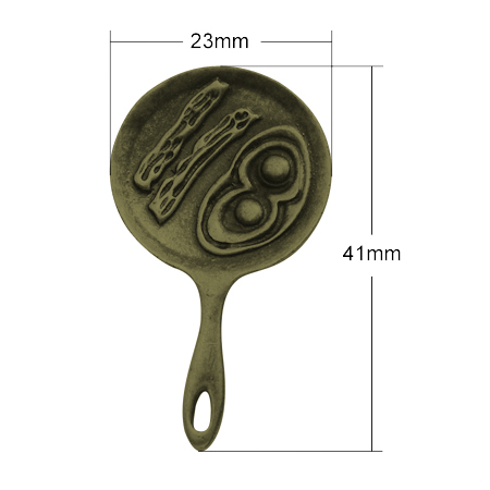 Металлическая подвеска "Сковородка", античная бронза, 41х23 мм, 1 шт