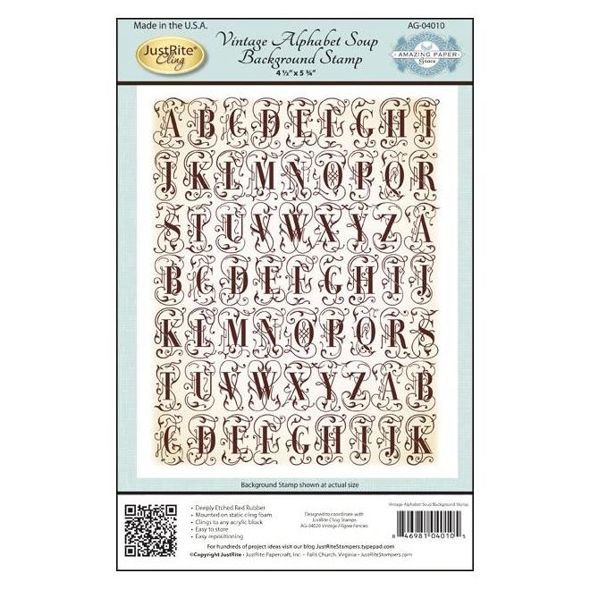 Резиновый штамп Vintage Alphabet Soup, 14,5х11,5 см, Justrite