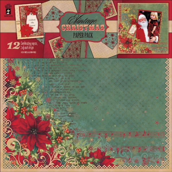 Набір паперу Vintage Christmas 30х30 см 6 листів від Hot Off The Press