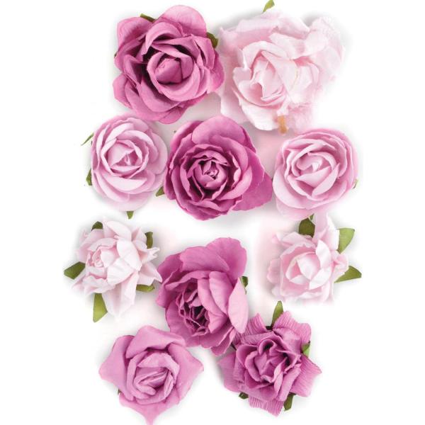 Набір трояндочок яскраво-рожевого кольору Fuchsia, 10 шт від Kaisercraft
