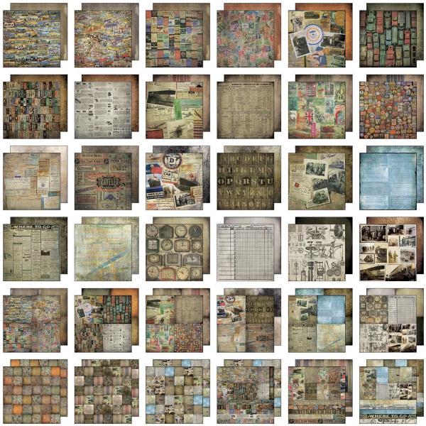 Набор двусторонней бумаги Destinations 30х30 см 36 листов от Tim Holtz