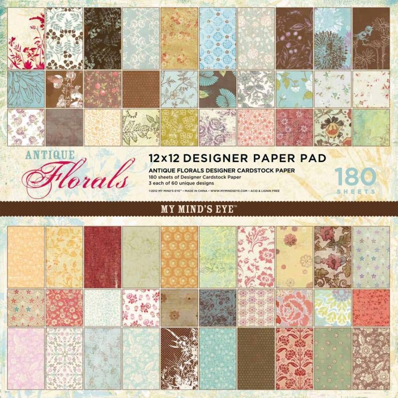 Набор бумаги Antique Florals, 30х30 см 60 листов от My Mind's Eye