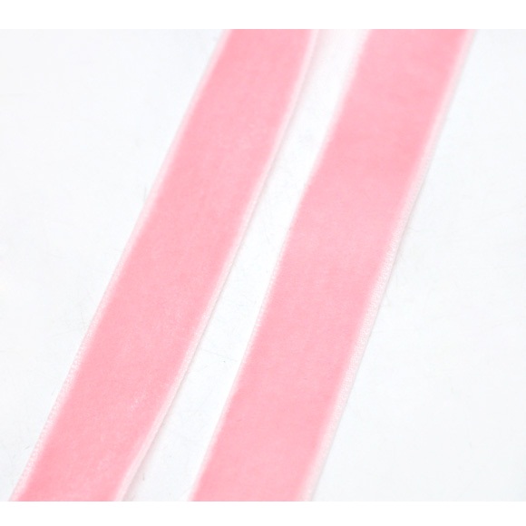 Вельветовая ленточка розового цвета, ширина 16 мм, длина 90 см