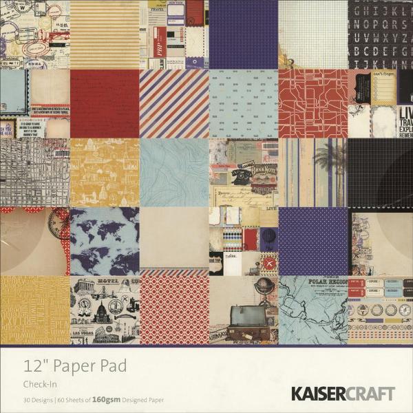 Набір паперу Check-In 30х30 см 30 аркушів від Kaisercraft