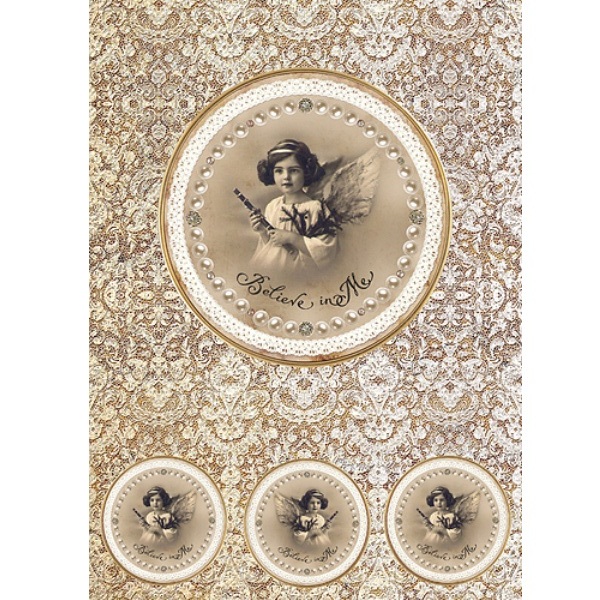 Декупажная карта "Ангел с флейтой" 30х21 см от компании Cheap-Art