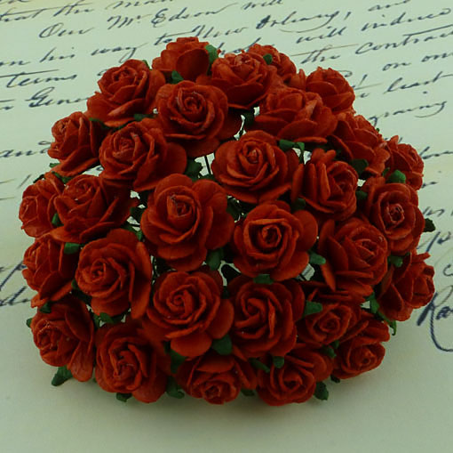 Набор 10 декоративных бумажных роз Red, 10 мм