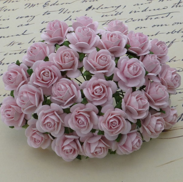 Набор 10 декоративных бумажных роз Pale Pink, 10 мм