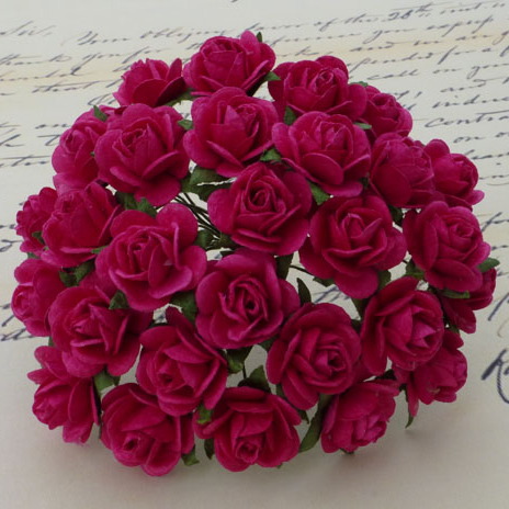 Набір 10 декоративних трояндочок Fuschia Pink, 10 мм