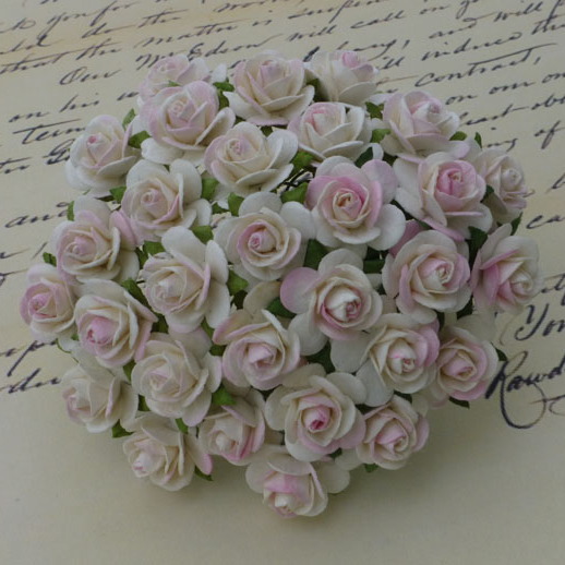 Набор 10 декоративных розочек Ivory/Pale Pink, 10 мм